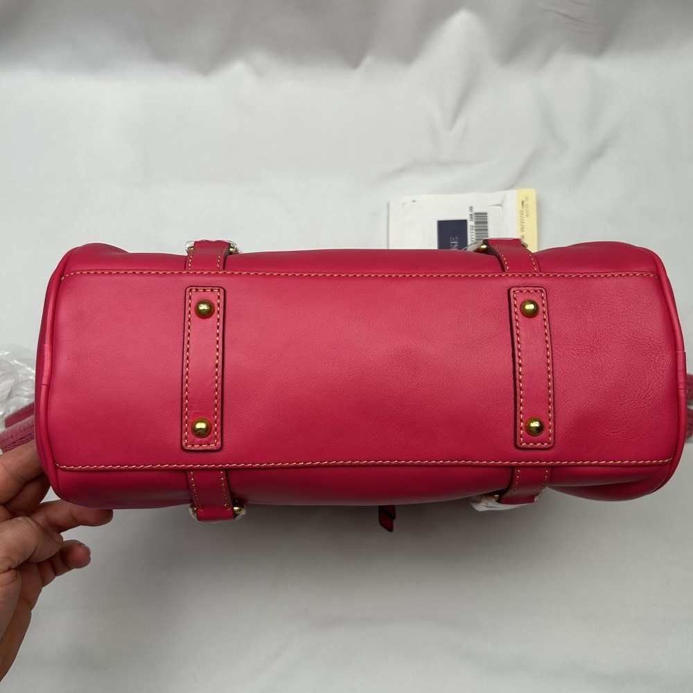 NWT Dooney Bourke 8L980 Small Florentine Leather Satchel Fuchsia Pink Purse Bag - Picture 6 of 16